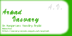 arpad vasvary business card