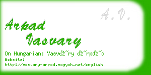 arpad vasvary business card